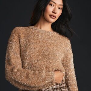 Anthropologie Maeve Tinsel Eyelash Sweater